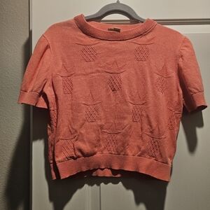 kate spade Salmon Pink Textured Crop Sweater